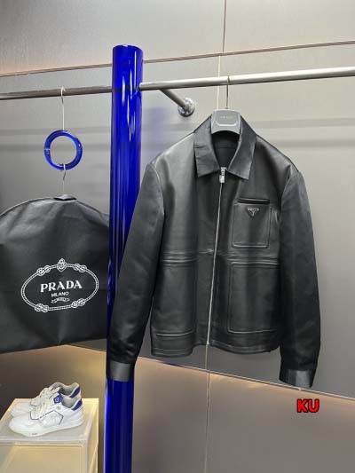 2024年原版復刻秋冬PRADA  本革 ジャケットアウター...