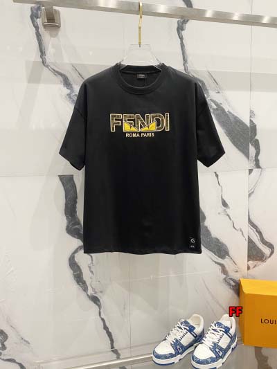 2025年新作早春 FENDI 半袖 Tシャツ 綿 男女兼用...