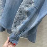 品質レース大王Ermanno Scervino 25立体カット花刺繡デニムシャツです