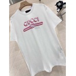 グッチ2025ラウンドネックプリントレターTシャツ